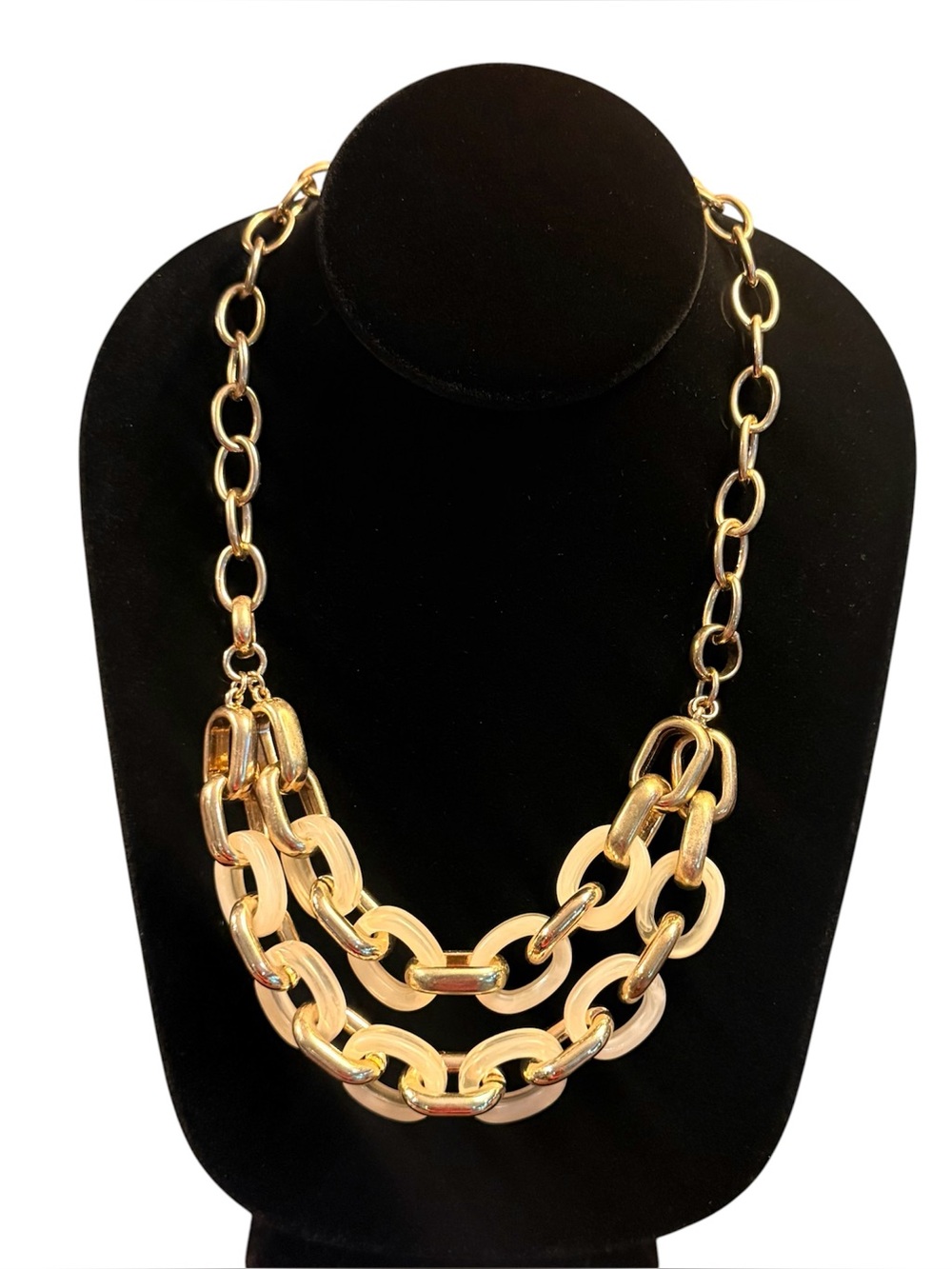 Banana Republic Gold-Tone Cream Double Layered Chain Link Necklace